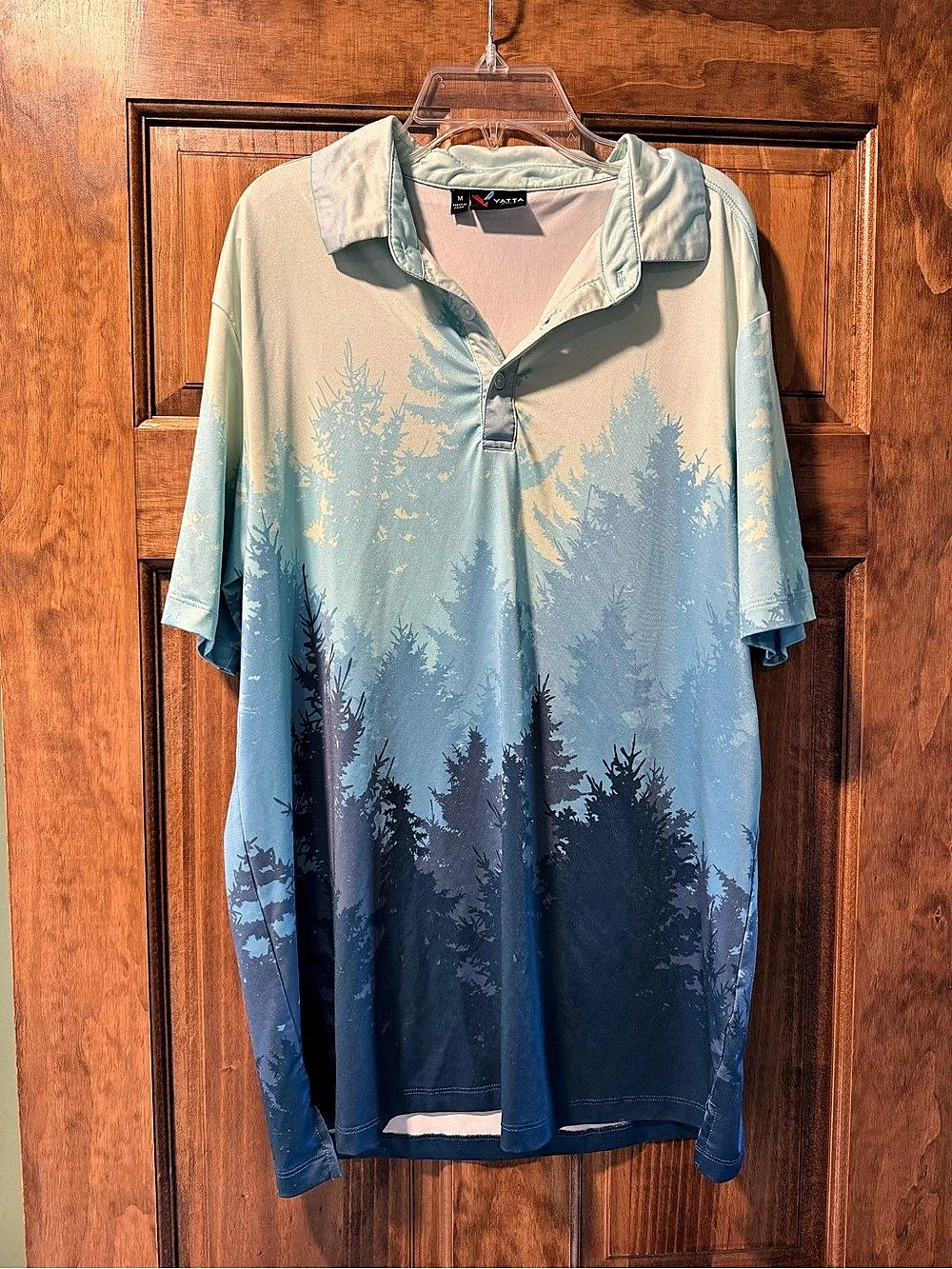 Yatta Golf Men's Abstract Golf Polo in Blue & Green Size Medium